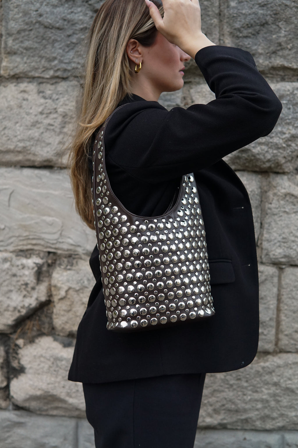 Stella Studded Bag - Coffee
